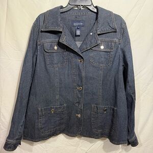 Jones NY Signature Women Dark Blue Jean Jacket Size 1X